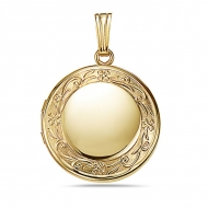 Solid 14k Yellow Gold Round Yellow Picture Locket