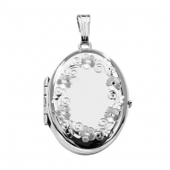 14K White Gold Oval Four Photo Locket
