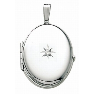 14K White Gold Oval   Diamond Four Photo Locket