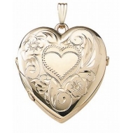 Solid 14K Yellow Gold Heart Four Photo Locket