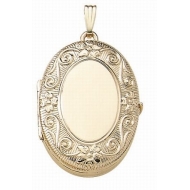 Solid 14K Yellow Gold Oval Four Photo Locket