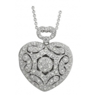 14K White Gold Heart Diamond  Locket
