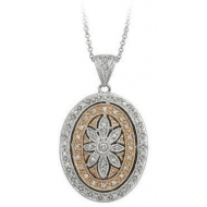 14K White Gold  Two Tone  Oval Diamond Locket
