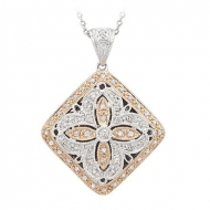 14K White Gold  Two Tone  Diamond Shape Diamond Locket