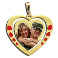 Exclusive Heart Red Enameled Photo Pendant
