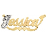 14K Gold Single Plate W  Diamond Accents
