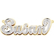 14K Gold Diamond Double Name Plate