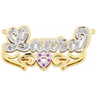 14K Gold  Script  Diamond   Ruby Name Plate