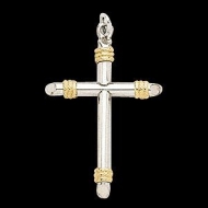 Sterling Silver   14K Gold Cross Pendant