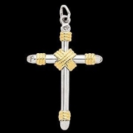 Sterling Silver   14K Gold Cross Pendant