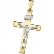14K Yellow Gold Two Tone Cross Pendant