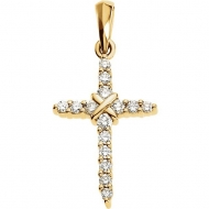 14K Yellow Gold Cross   Diamond Pendant