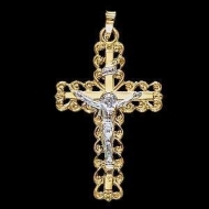 14K Yellow Gold Two Tone Cross Pendant