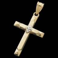 14K Yellow Gold   Diamond Accent Cross