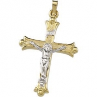 14K Yellow Gold Hollow Cross Pendant