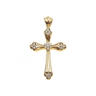 14K Yellow Gold Diamond Cross Pendant