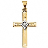 14K Yellow Gold Diamond Cross Pendant