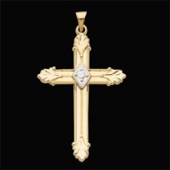 14K Yellow Gold Or White Gold Diamond Cross Pendant