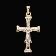 14K Yellow Gold Two Tone Crucifix Pendant