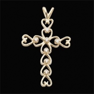 14K Yellow Diamond Cross Pendant