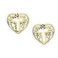 14K Yellow Gold Cross Earrings