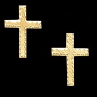 14K Yellow Gold Cross Earrings with Genuine Diamond