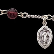 Sterling Silver Garnet Rosary Bracelet