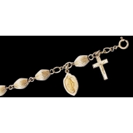14K Yellow Gold Oval Fluted Rosary Bracelet