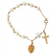14K Yellow Gold Freshwater Pearl Rosary Bracelet