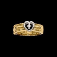 14K Two tone Cross Ring