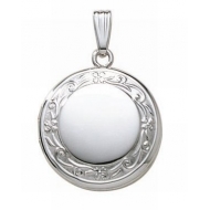 14k White Gold Round Picture Locket