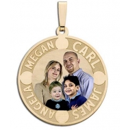 Round Pendant w  Four Names Etched