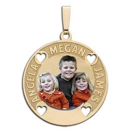 Round Pendant w  Three Names Etched