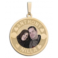 Round Pendant w  Two Names Etched