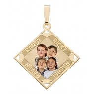 Diamond Shape Pendant w  4 Names