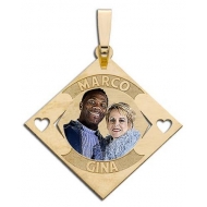 Diamond Shape Pendant w  2 Names