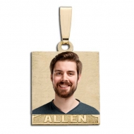Square  Rectangle Shaped Pendant w 1 Name Etched