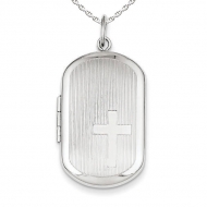 Sterling Silver  Dog Tag Cross Locket