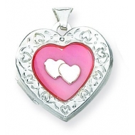 Sterling Silver Mother of Pearl Heart Locket