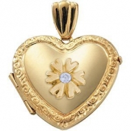 14K Yellow Cremation   Hair Locket w  Diamond Center
