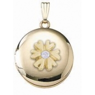 14K Yellow Cremation   Hair Locket w  Diamond Center