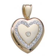 14K Yellow Gold Cremation   Hair Locket w  Diamond Center