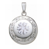 14K White Gold Cremation   Hair Locket w  Diamond Center