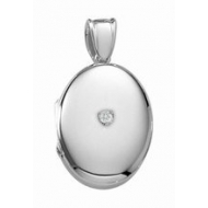 14K White Gold Premium Cremation   Hair Locket w  Diamond Center