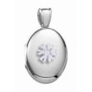14K White Gold Premium Cremation   Hair Locket w  Diamond Center