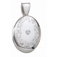 14K White Gold Premium Cremation   Hair Locket w  Diamond Center