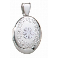 14K White Gold Premium Cremation   Hair Locket w  Diamond Center
