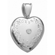 14K White Premium Cremation   Hair Locket w  Diamond Center