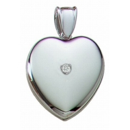14K White Premium Cremation   Hair Locket w  Diamond Center
