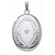 Sterling Silver Cremation   Hair Locket w  Diamond Center